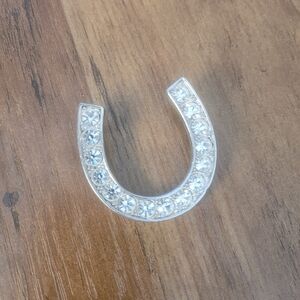 Silver Horseshoe Pendant Slide With Gemstones